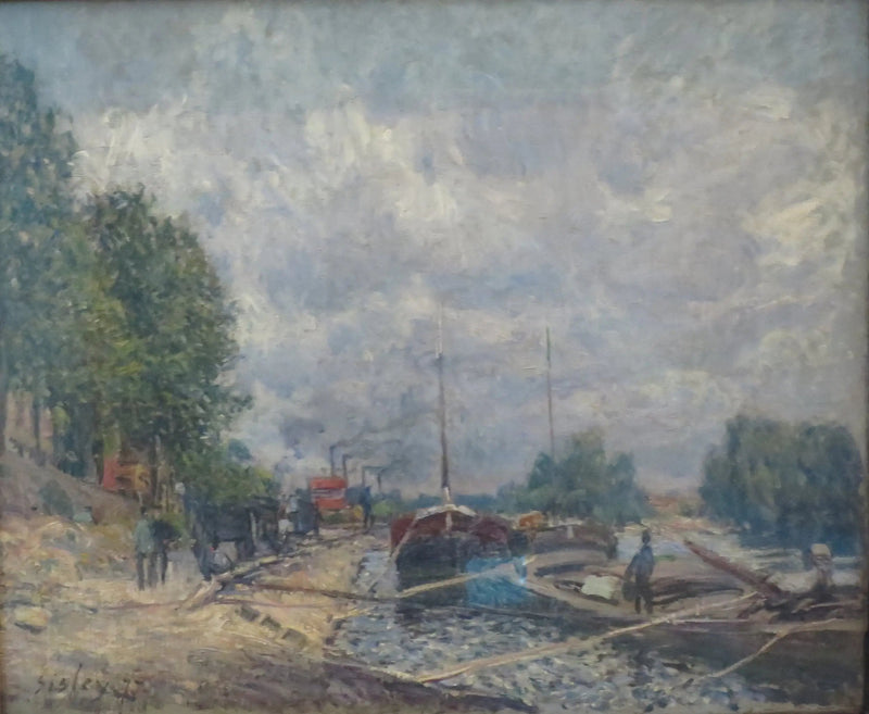 Los Barcos Flotantes en Billancourt - Alfred Sisley