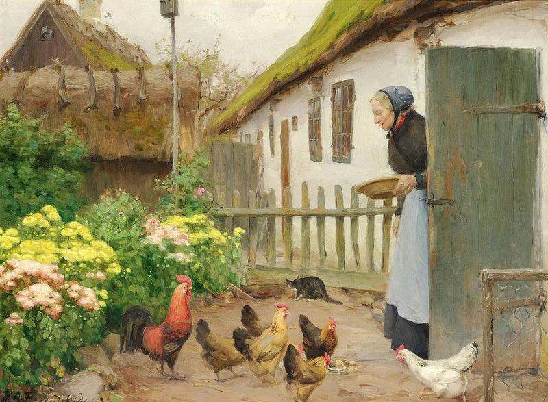 Las gallinas son alimentadas. - H. A. Brendekilde