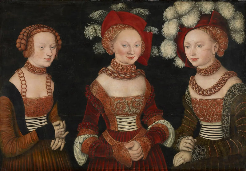 Las princesas Sibylle (1515-1592), Émilie (1516-1591) y Sidonie (1518-1575) de Sajonia - Lucas Cranach el Viejo