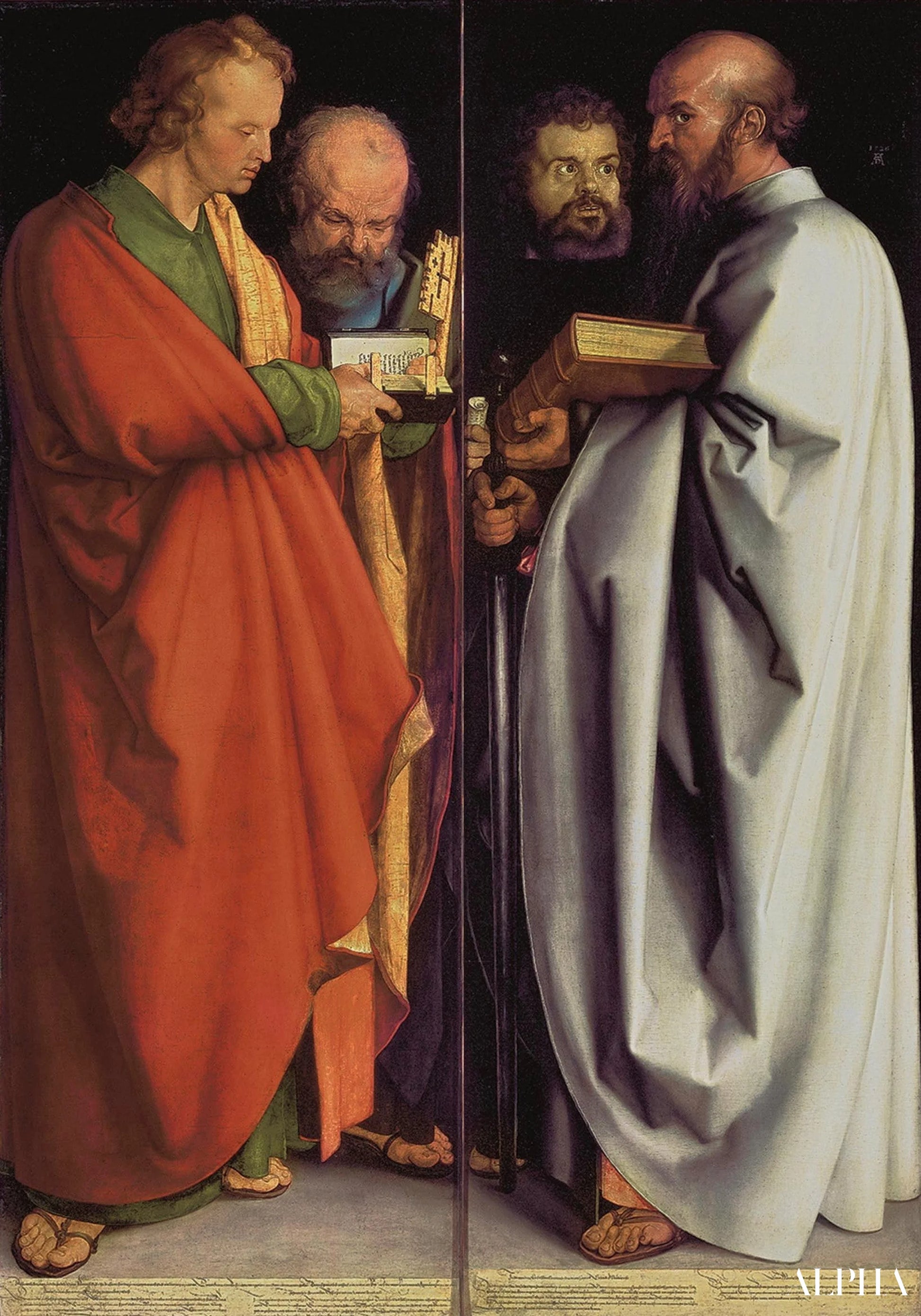 Reproduction du tableau « Les Quatre Apôtres - Albrecht Dürer » par Alpha Reproduction en peinture à l’huile
