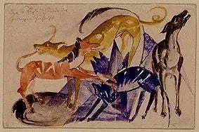 Los cuatro perros de compañía del príncipe Jusuff - Franz Marc