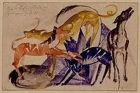 Los cuatro perros de compañía del príncipe Jusuff - Franz Marc