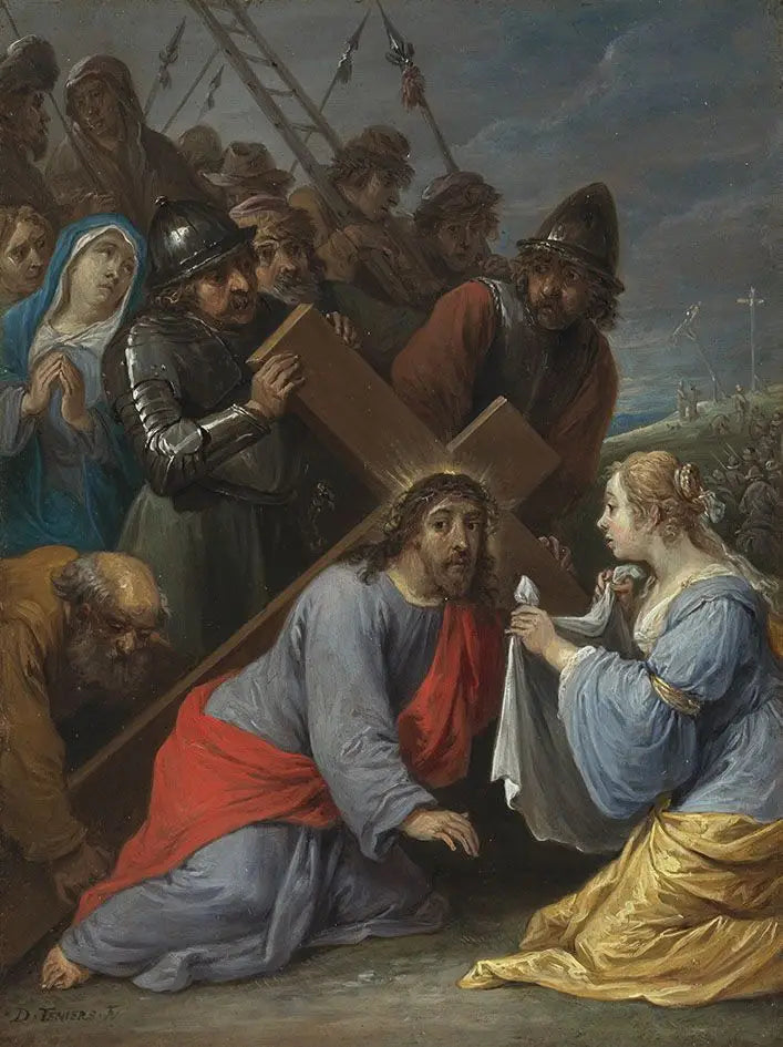 Los quince secretos del rosario: la subida de la cruz por Cristo con el encuentro con Verónica - David Teniers el Joven