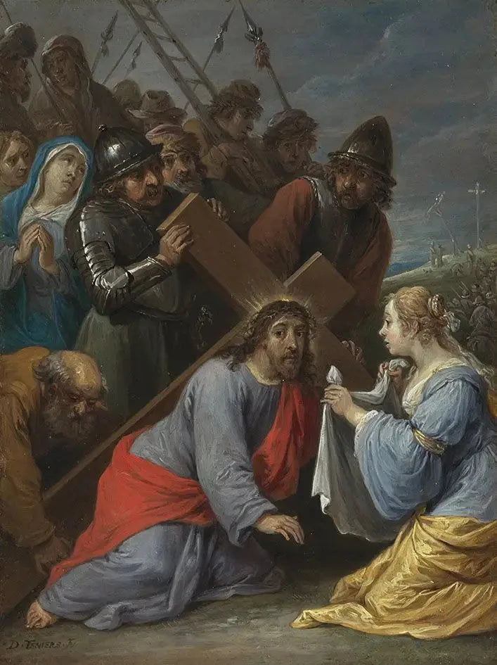 Los quince secretos del rosario: la subida de la cruz por Cristo con el encuentro con Verónica - David Teniers el Joven