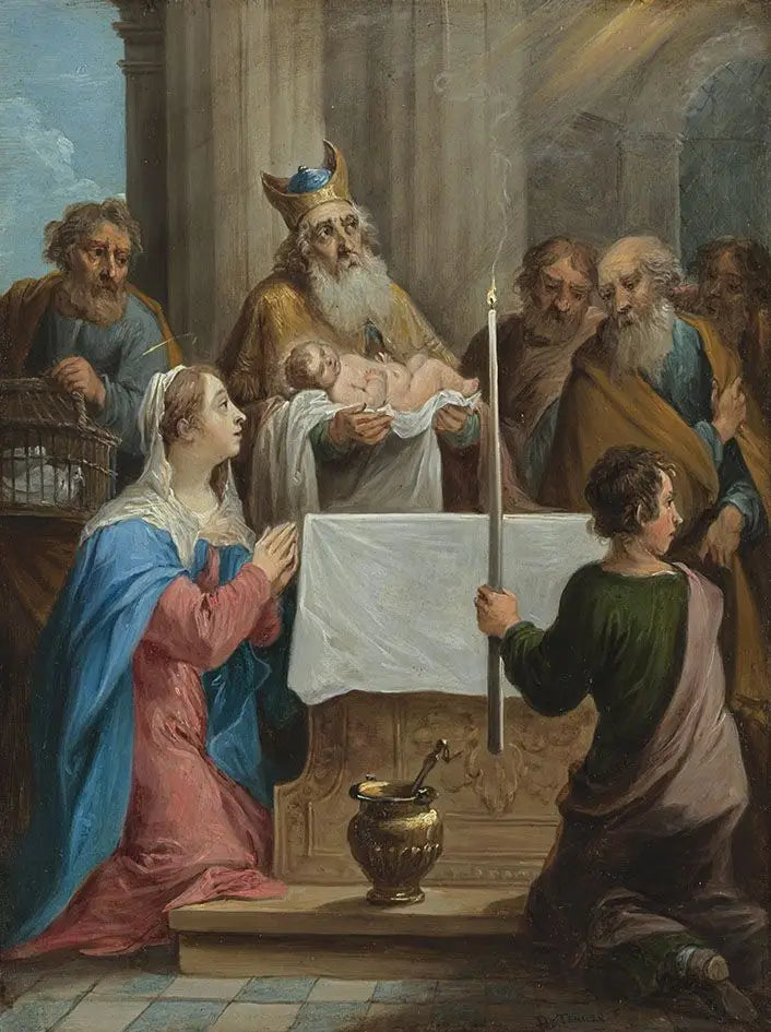 Los quince secretos del rosario: Simón y el niño Jesús en el templo - David Teniers el Joven