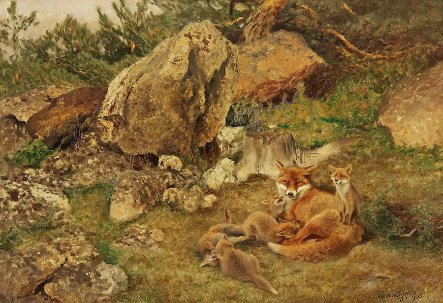 Los cachorros de zorro están jugando - Bruno Liljefors
