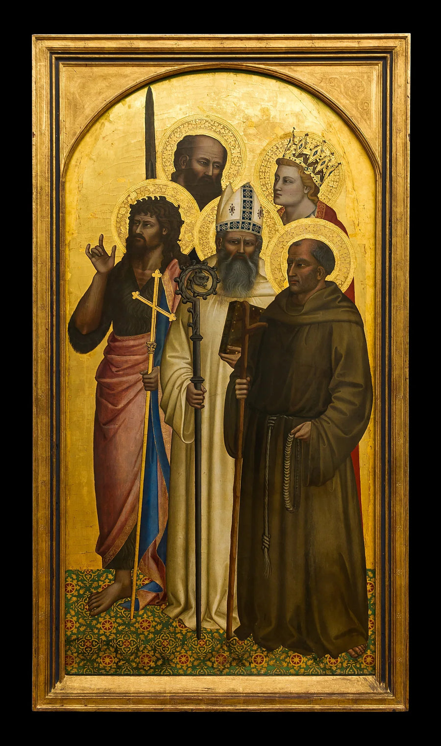 Los santos Jean Baptiste, Gilles, Gérard, Paul y Catherine (Miniato ?) - Nardo di Cione