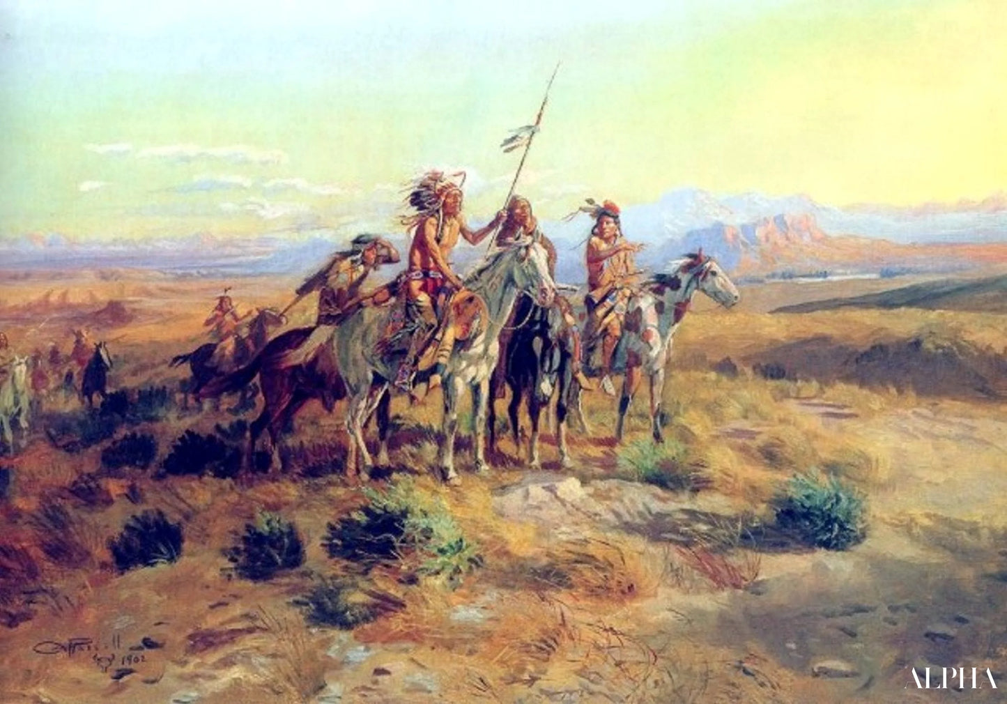 Reproduction du tableau « Les Scouts - Charles Marion Russell » par Alpha Reproduction en peinture à l’huile