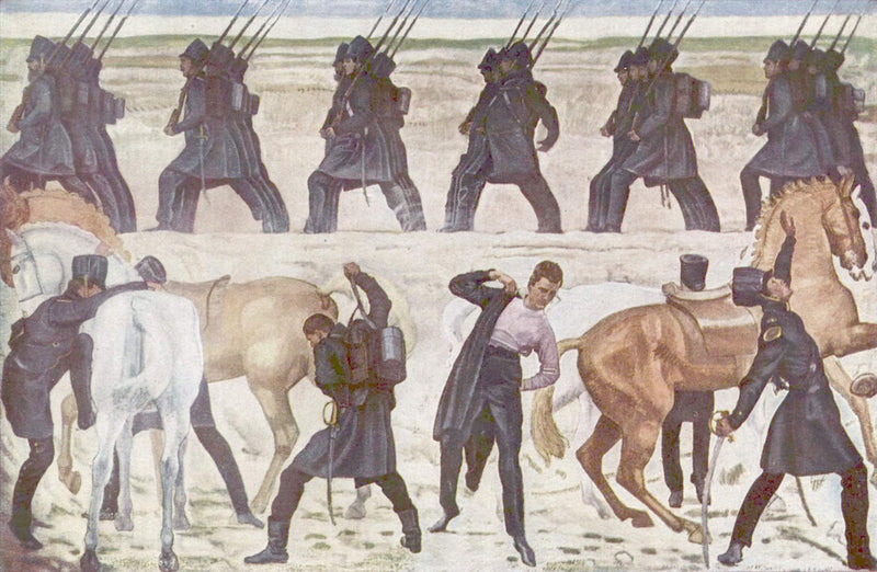Los soldados se preparan - Ferdinand Hodler