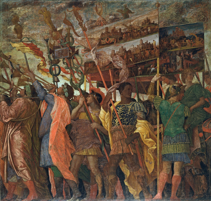 Los Triunfos de César: 1. Los Portatablas - Andrea Mantegna