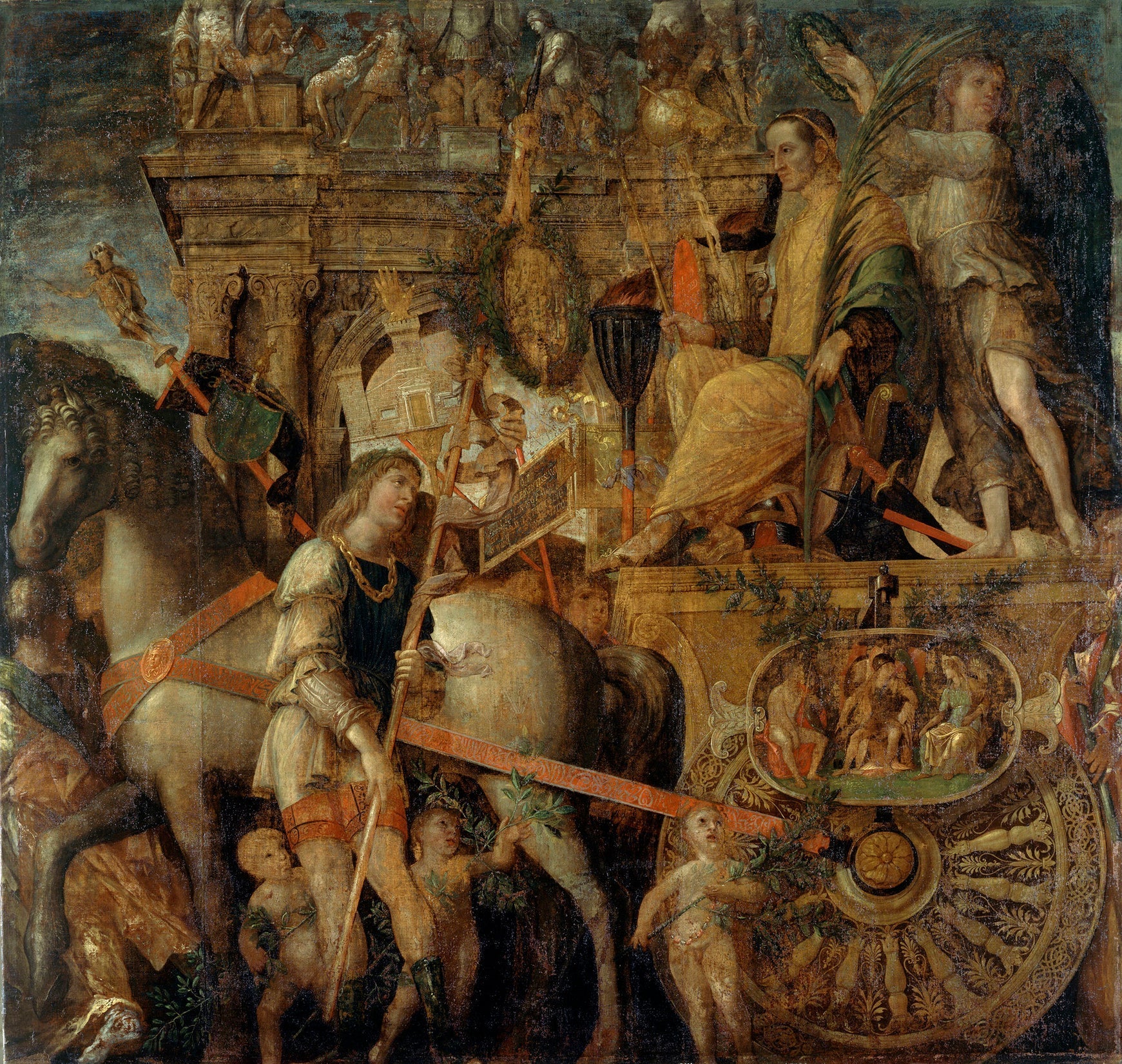 Les Triomphes de César : 9. César sur son char - Andrea Mantegna image 1 reproduction artisanale de tableau