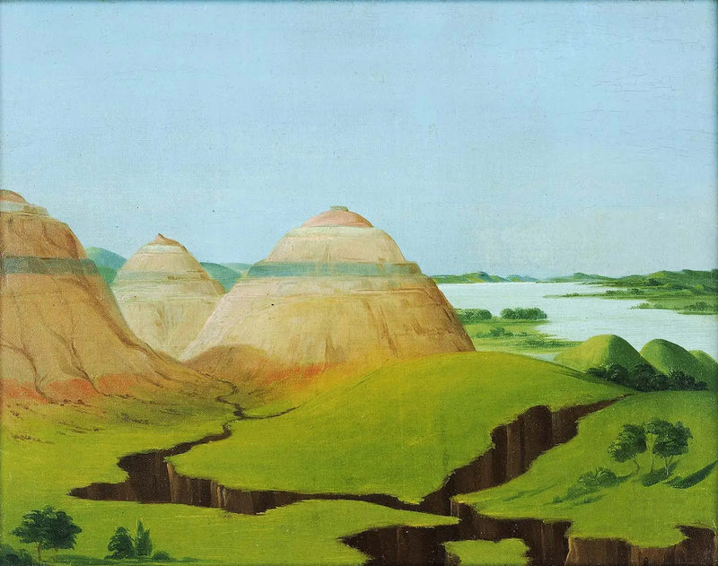 Los Tres Domos, Acantilados de Arcilla a 15 millas por encima del pueblo de Mandan - George Catlin
