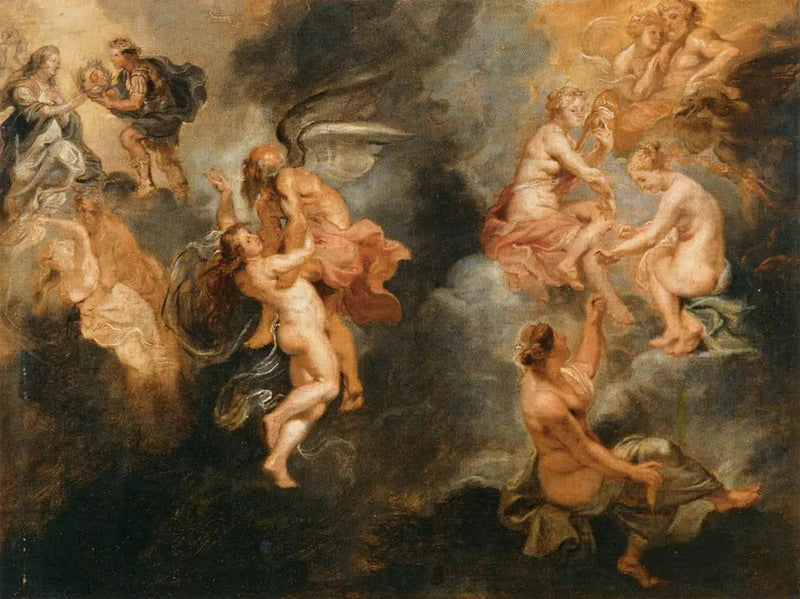 Los tres parques tejiendo el destino de María de Médici - Peter Paul Rubens