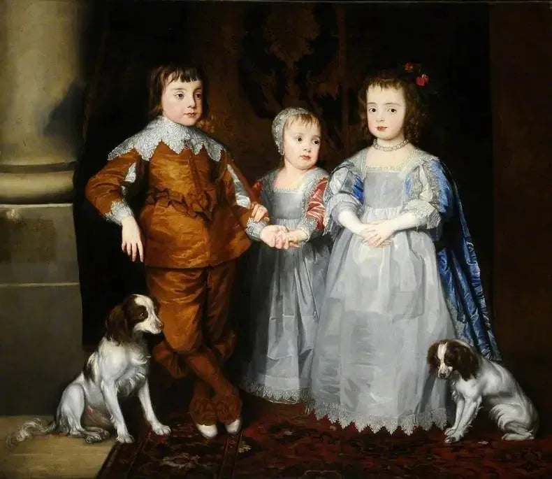 Los tres hijos menores de Carlos I (Carlos, Jacobo y María) con sus perros - Antoine van Dyck