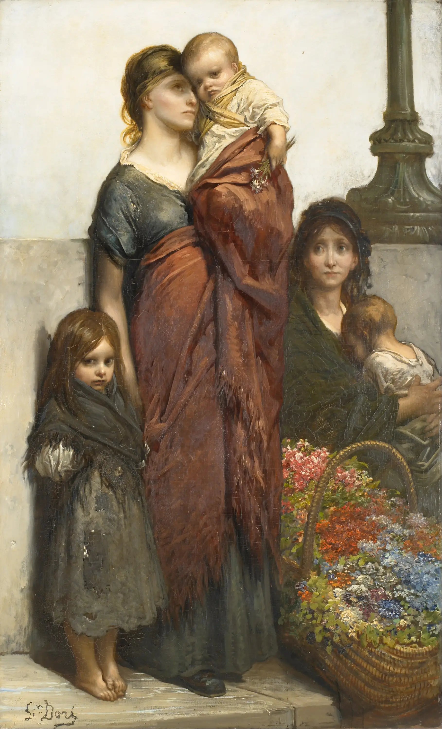 Les vendeurs de fleurs de Londres - Gustave Doré image 1 copie de tableau peinte à la main