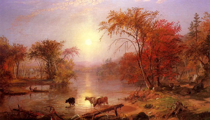 El verano indio en el río Hudson - Albert Bierstadt