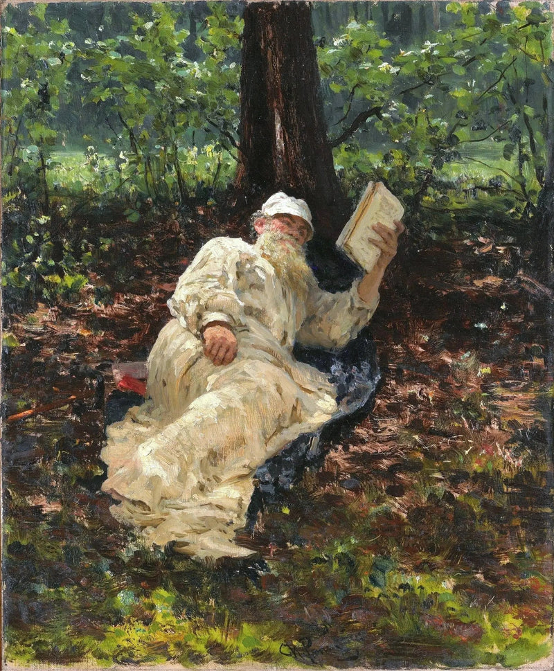 Lev Nikolaïevitch Tolstói descansa en el bosque. - Ilya Repin