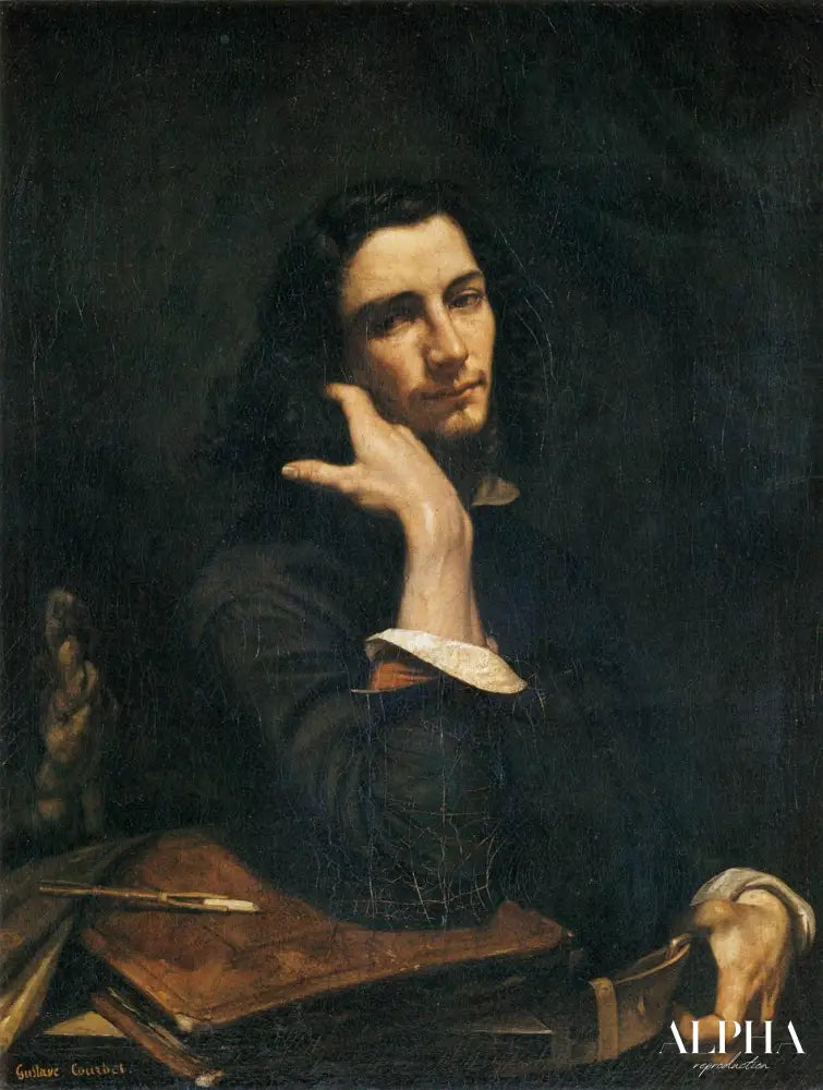 L'homme à la ceinture de cuir. Portrait de l'artiste - Gustave Courbet - Reproductions de tableaux et peintures haut de gamme