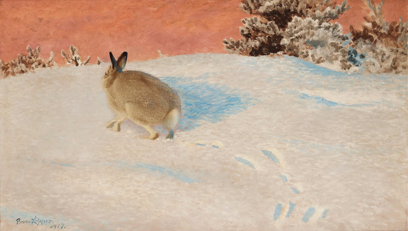 Liebre en un paisaje invernal - Bruno Liljefors