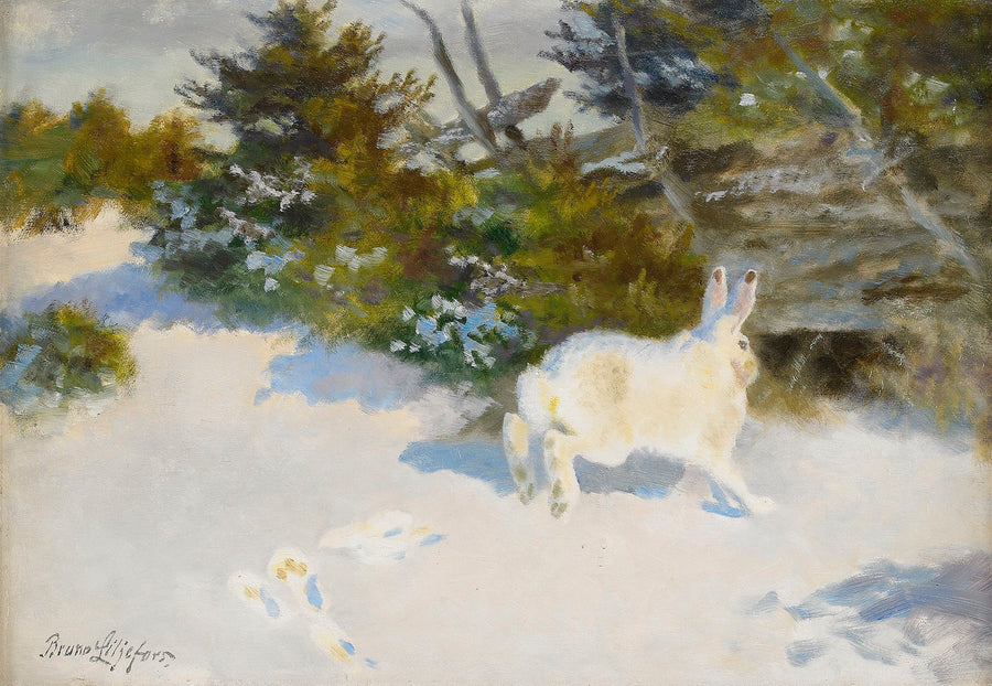 Liebre en un paisaje invernal - Bruno Liljefors