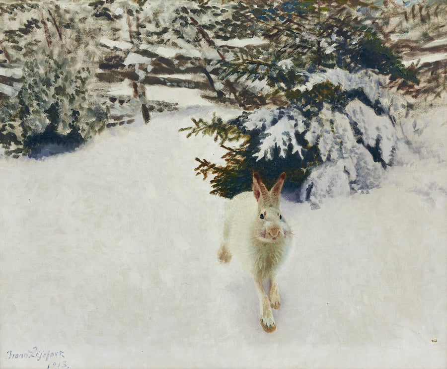 Liebre en un paisaje invernal - Bruno Liljefors