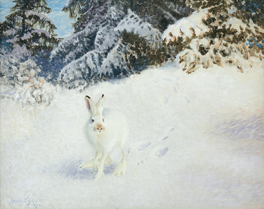 Liebre en un paisaje invernal - Bruno Liljefors