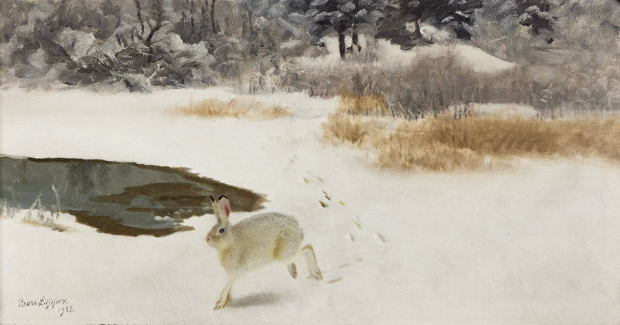 Liebre en un paisaje invernal - Bruno Liljefors
