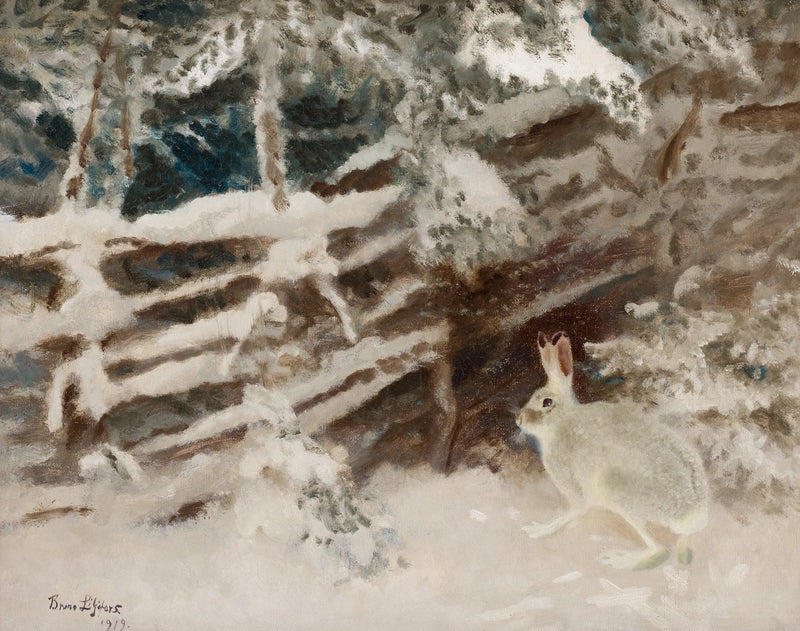 Liebre en un paisaje invernal - Bruno Liljefors