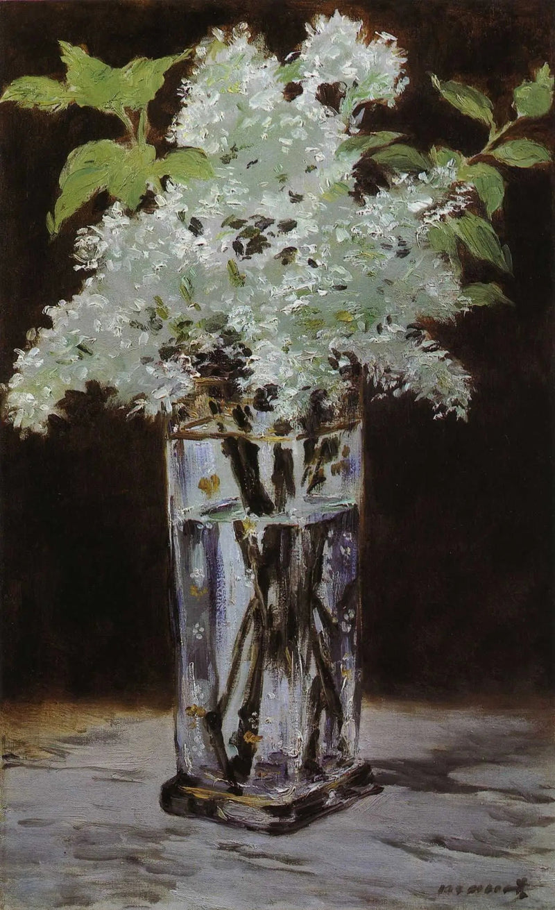 Lila blanca en un jarrón de cristal - Édouard Manet