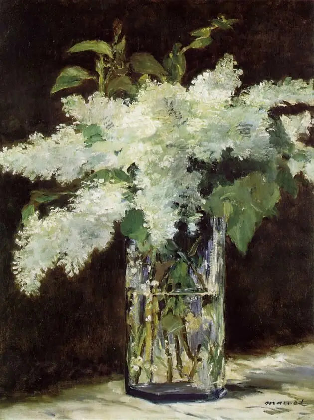 Lirios blancos en un jarrón de vidrio - Édouard Manet