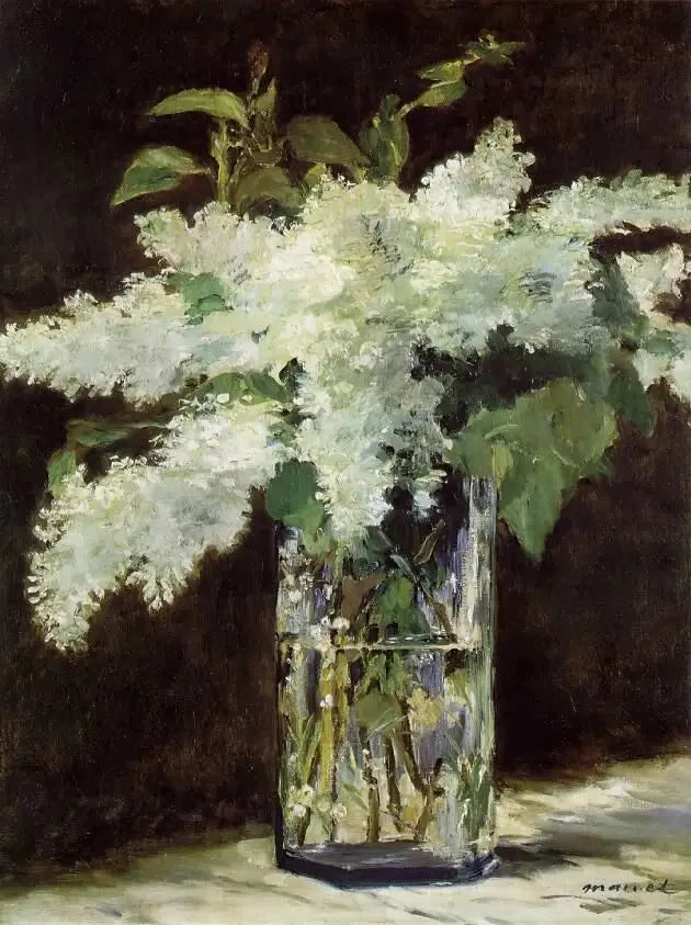 Lirios blancos en un jarrón de vidrio - Édouard Manet