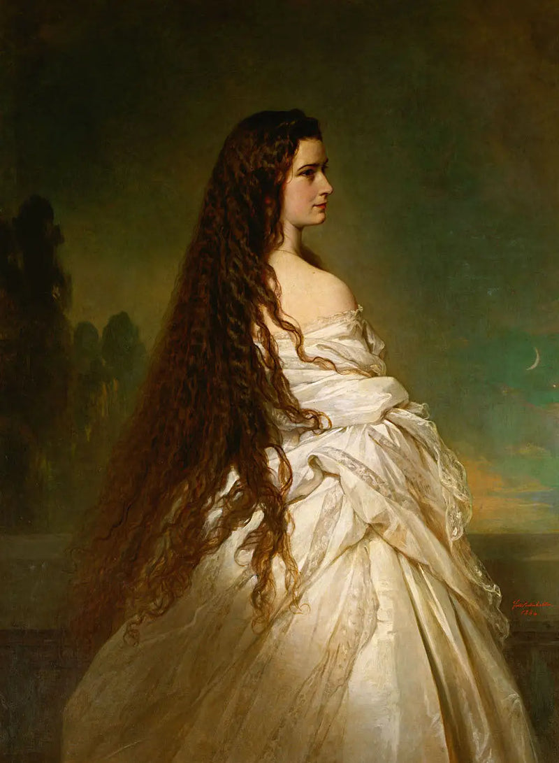 La emperatriz Isabel de Austria con el cabello suelto y una rodillera - Franz Xaver Winterhalter