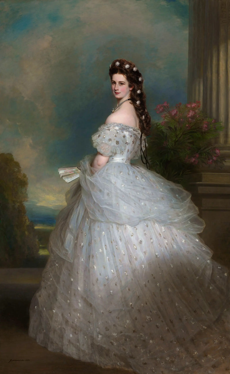 La emperatriz Isabel en vestido de baile con estrellas de diamante en el cabello - Franz Xaver Winterhalter