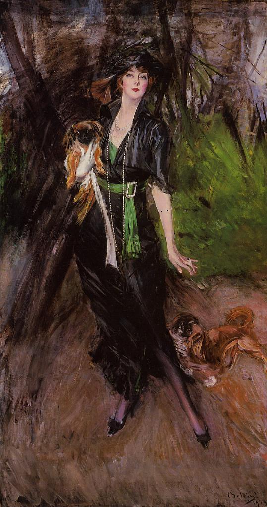 Lina Bilitis, con dos pékines - Giovanni Boldini
