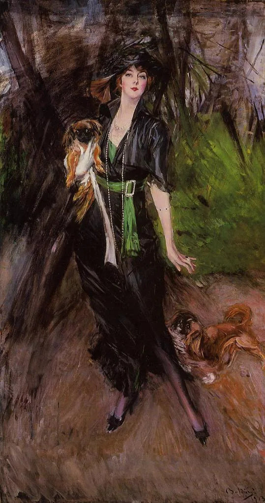 Lina Bilitis, con dos pékines - Giovanni Boldini