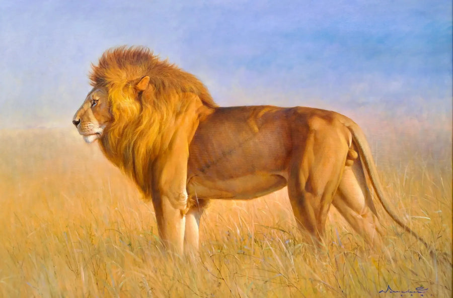 León en la sabana | 150 x 100 cm