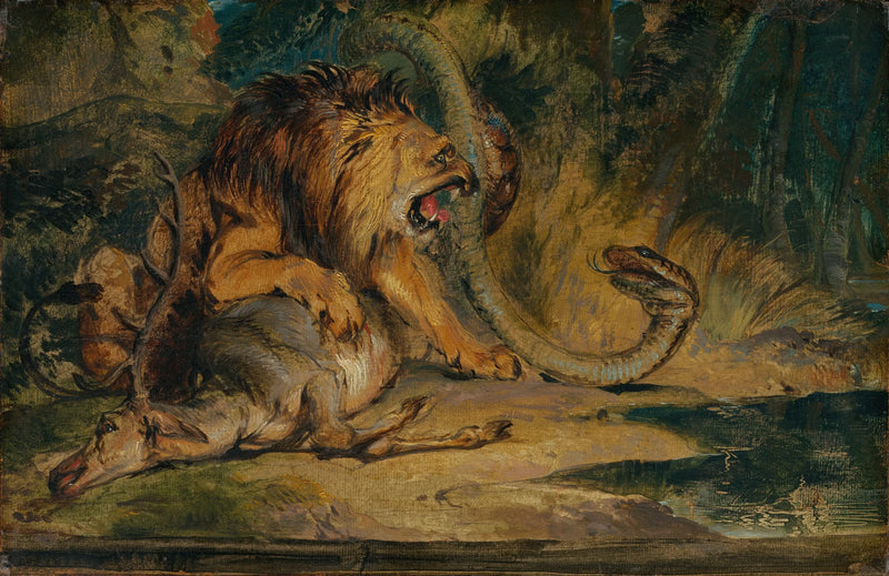 León defendiendo su presa - Edwin Henry Landseer