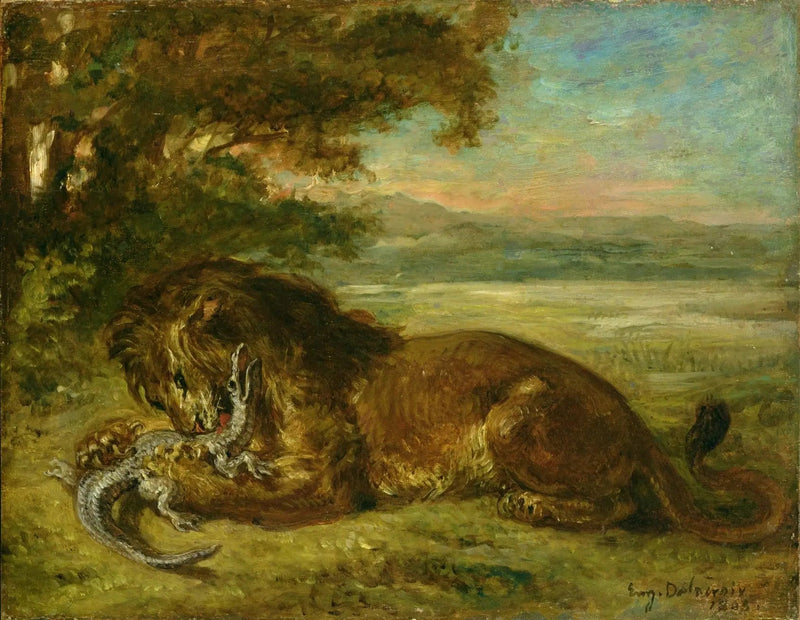 León y caimán - Eugène Delacroix