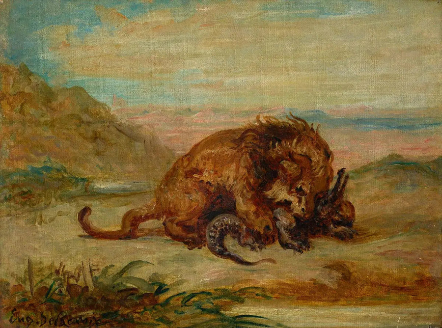 León y Cocodrilo - Eugène Delacroix