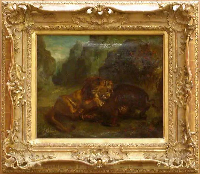 León y Jabalí - Eugène Delacroix