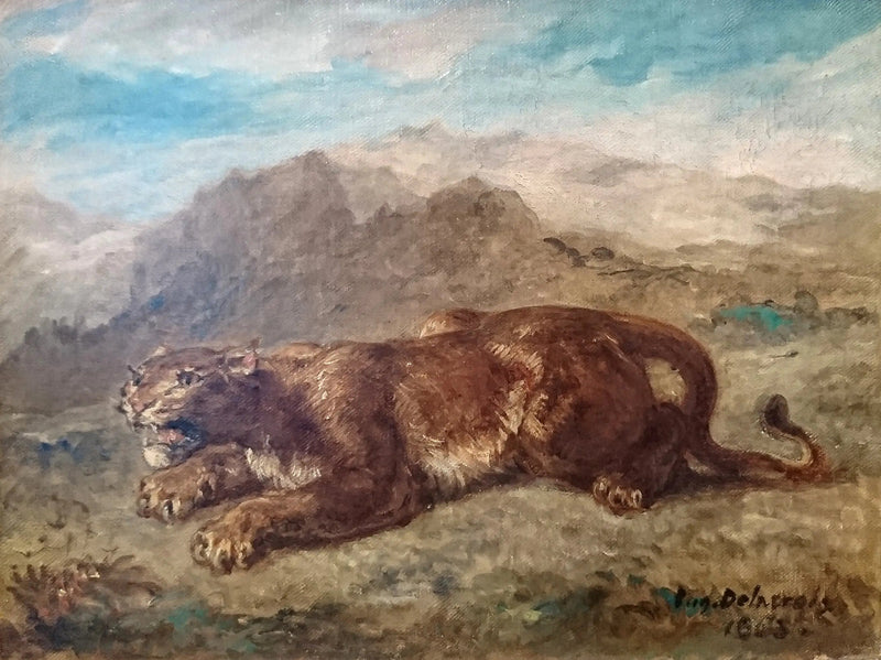 Leona lista para lanzarse - Eugène Delacroix