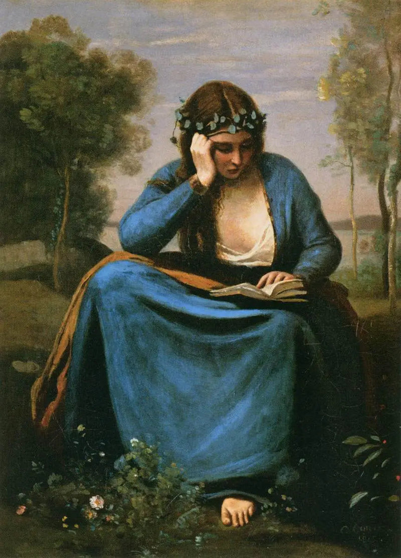 Lectura coronada de flores, o La Musa de Virgilio - Jean-Baptiste Camille Corot