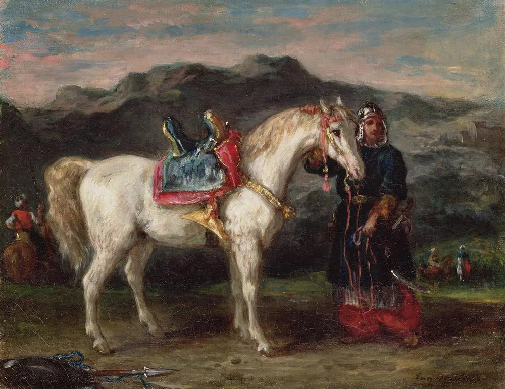 Locataire circassien fils cheval par la mariée - Eugène Delacroix image 1 reproduction artisanale de tableau
