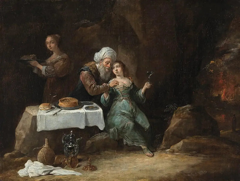Lote embriagado por sus hijas (Génesis 19:33) - David Teniers el Joven