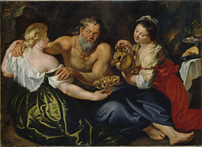 Lote y sus hijas en una cueva rocoso - Peter Paul Rubens