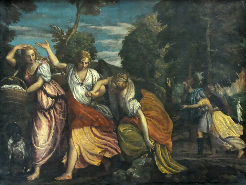 Loth y sus hijas huyendo de Sodoma bajo la guía de dos ángeles - Paolo Veronese
