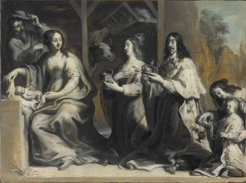Luis XIII y Ana de Austria ofreciendo el reino a la Virgen durante la Natividad - Juste d'Egmont