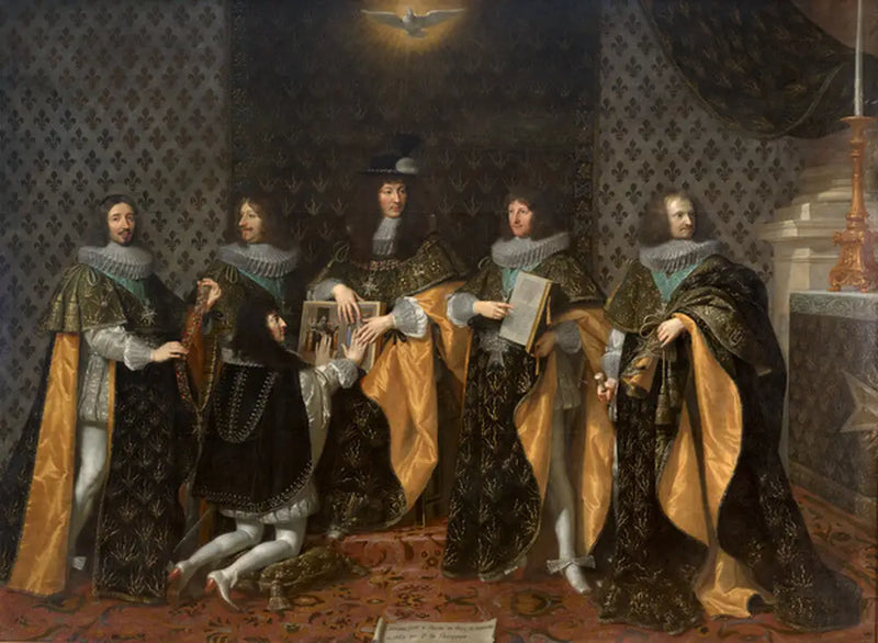 Luis XIV al día siguiente de su coronación, recibe el juramento de su hermano Monsieur, duque de Anjou, como caballero de la Orden del Espíritu Santo en Reims, el 8 de junio de 1654 - Philippe de Champaigne