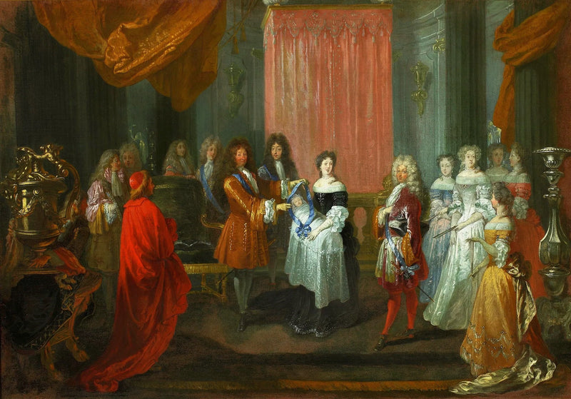 Luis XIV devuelve el cordón azul al señor duque de Borgoña. - Antoine Watteau