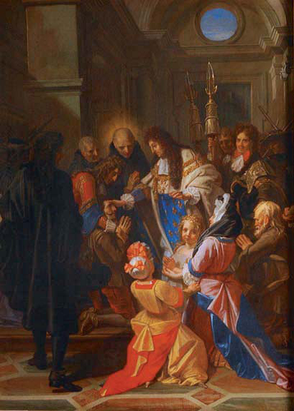 Luis XIV tocando a los enfermos de escrofula - Jean-Baptiste Jouvenet